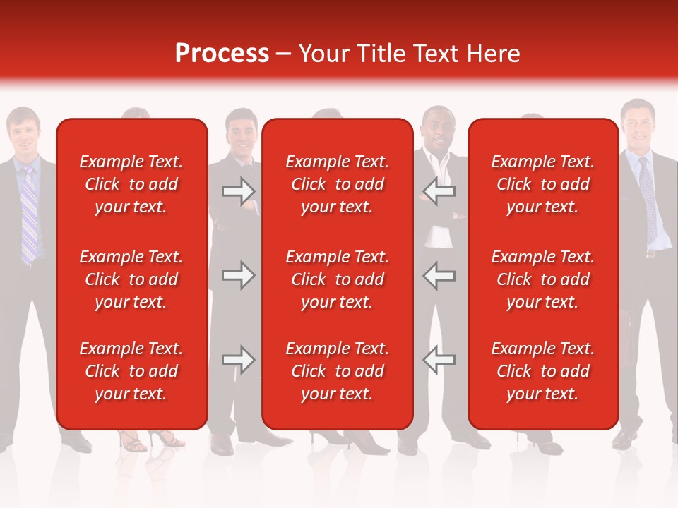 A Group Of Business People Standing In A Row PowerPoint Template
