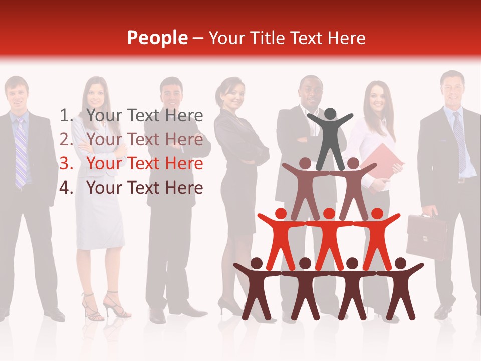 A Group Of Business People Standing In A Row PowerPoint Template