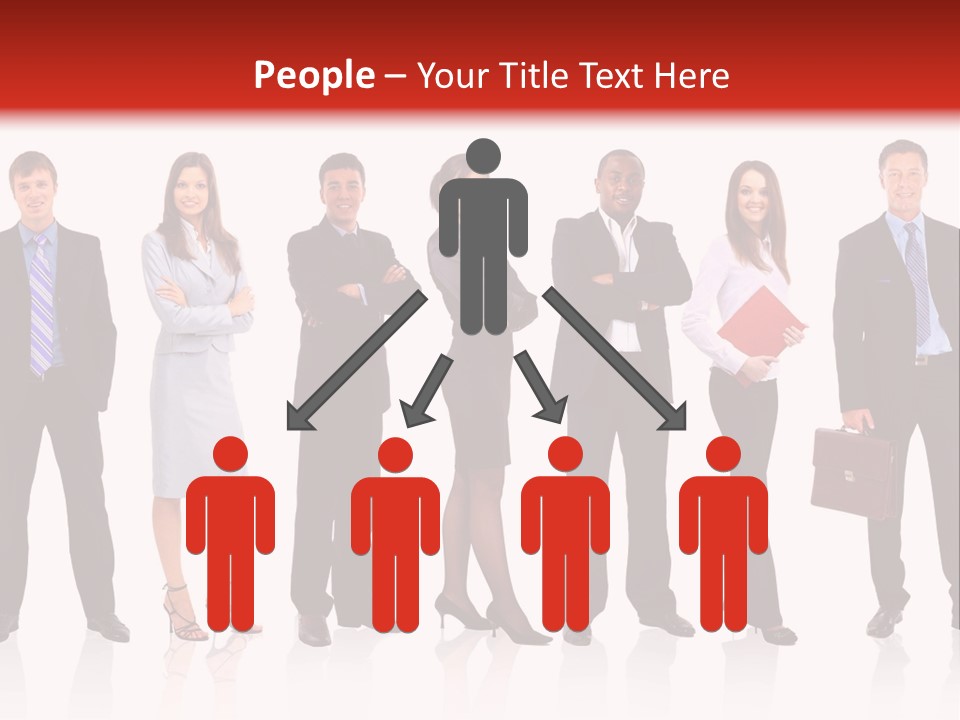 A Group Of Business People Standing In A Row PowerPoint Template