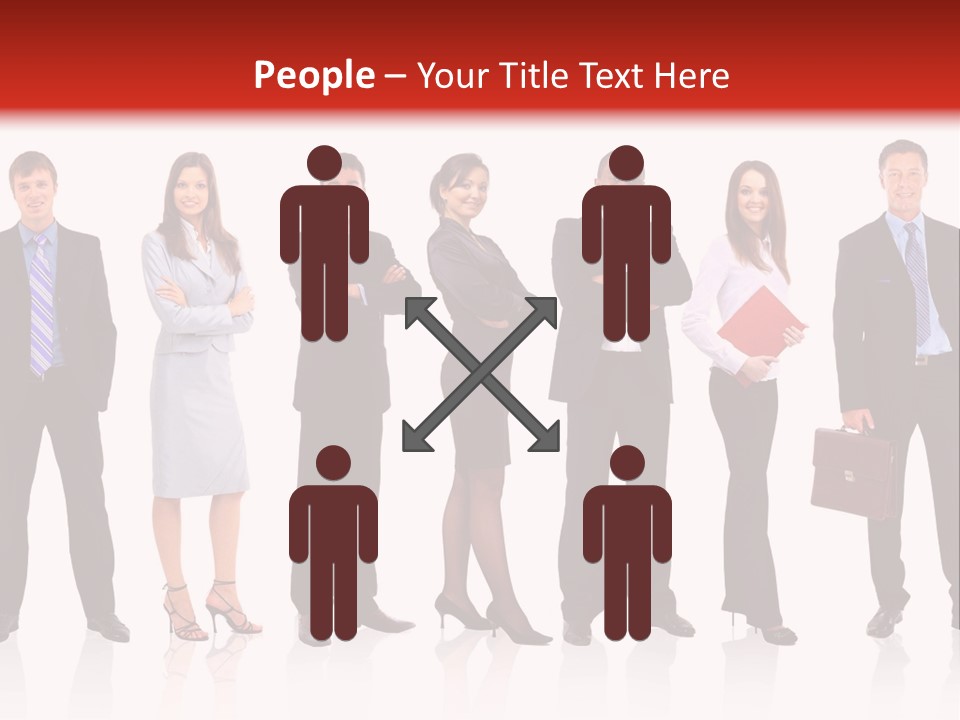 A Group Of Business People Standing In A Row PowerPoint Template