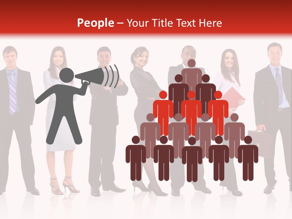 A Group Of Business People Standing In A Row PowerPoint Template