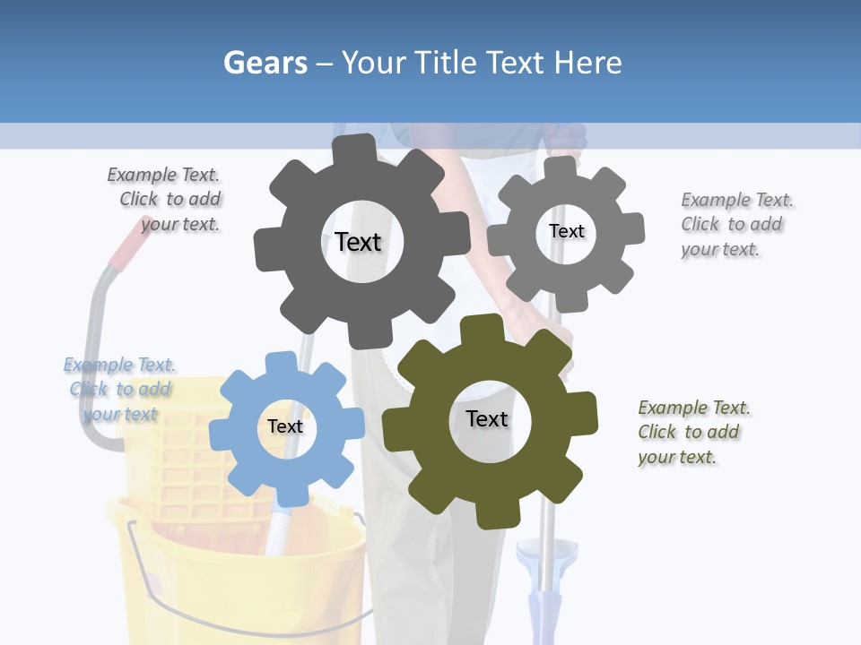 A Woman Cleaning The Floor With A Mop And Bucket PowerPoint Template