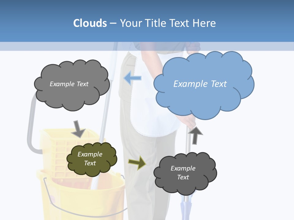 A Woman Cleaning The Floor With A Mop And Bucket PowerPoint Template