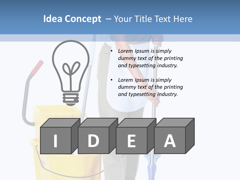 A Woman Cleaning The Floor With A Mop And Bucket PowerPoint Template