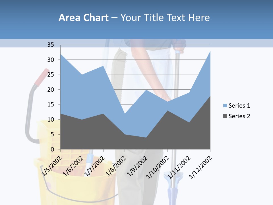 A Woman Cleaning The Floor With A Mop And Bucket PowerPoint Template