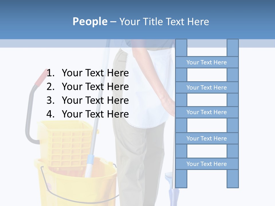 A Woman Cleaning The Floor With A Mop And Bucket PowerPoint Template