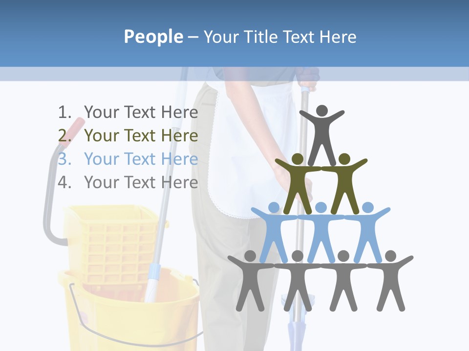 A Woman Cleaning The Floor With A Mop And Bucket PowerPoint Template