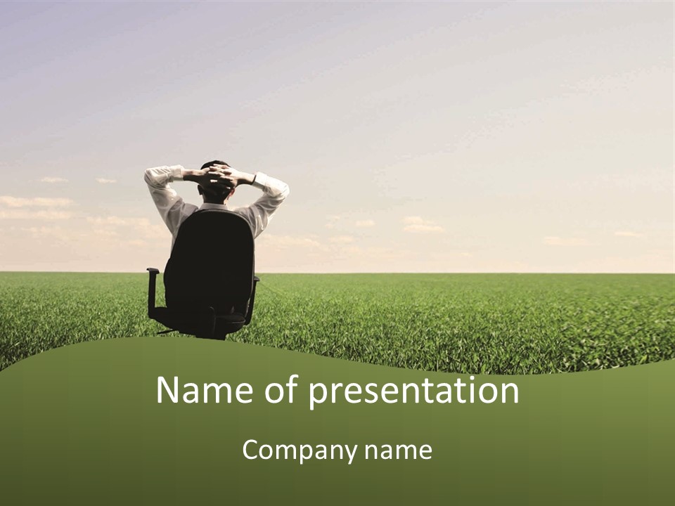 Young Sitting Angle PowerPoint Template