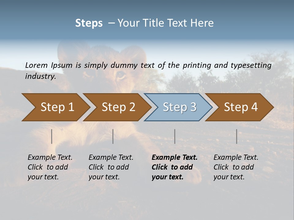 A Lion Cub Laying Down On A Dirt Road PowerPoint Template