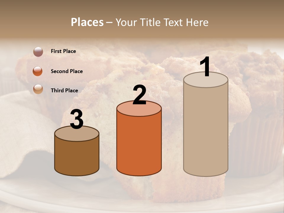 A White Plate Topped With Muffins On Top Of A Table PowerPoint Template