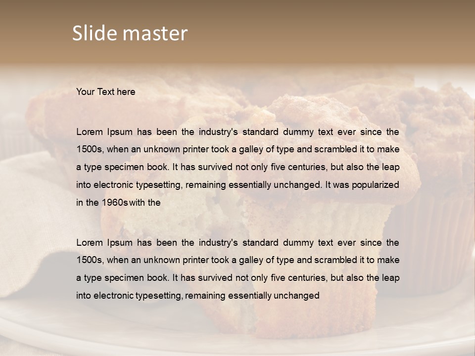 A White Plate Topped With Muffins On Top Of A Table PowerPoint Template