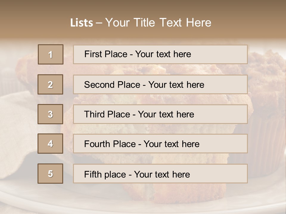 A White Plate Topped With Muffins On Top Of A Table PowerPoint Template