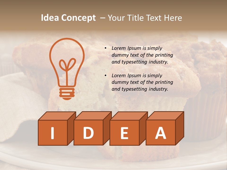 A White Plate Topped With Muffins On Top Of A Table PowerPoint Template