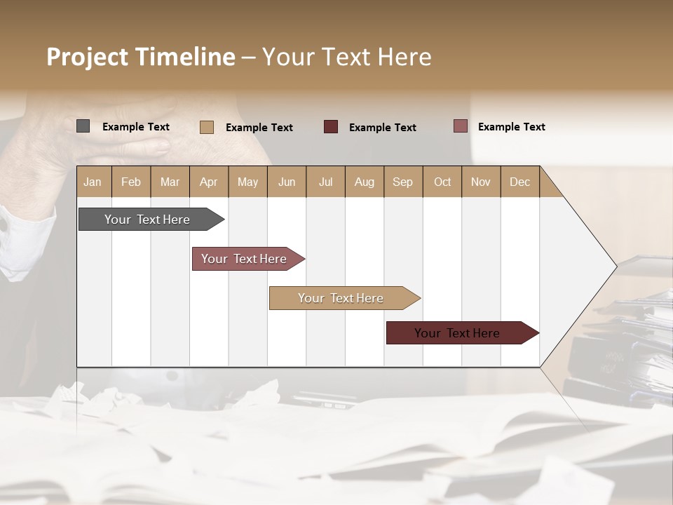 A Man Sitting At A Desk With A Pile Of Papers In Front Of Him PowerPoint Template