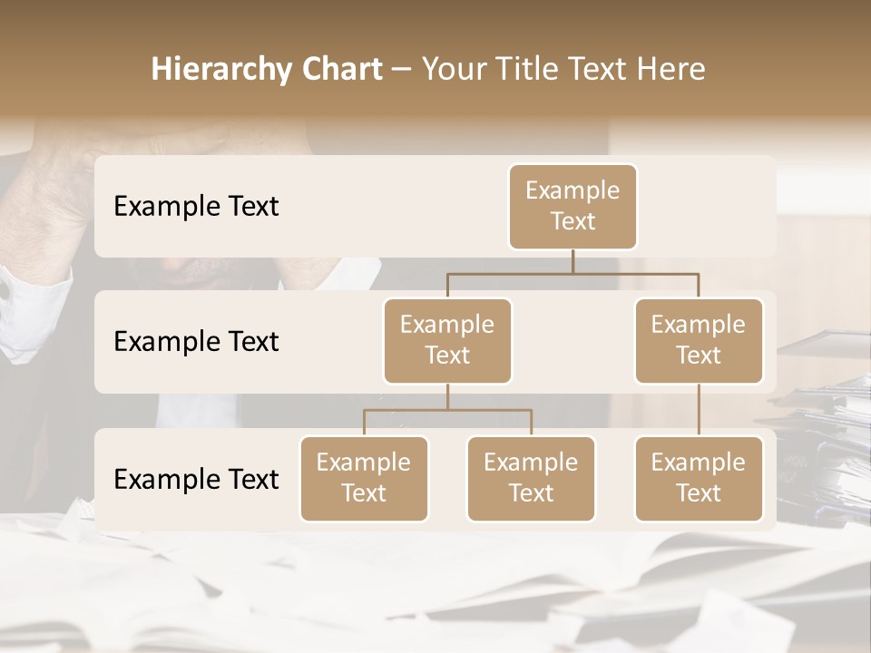 A Man Sitting At A Desk With A Pile Of Papers In Front Of Him PowerPoint Template