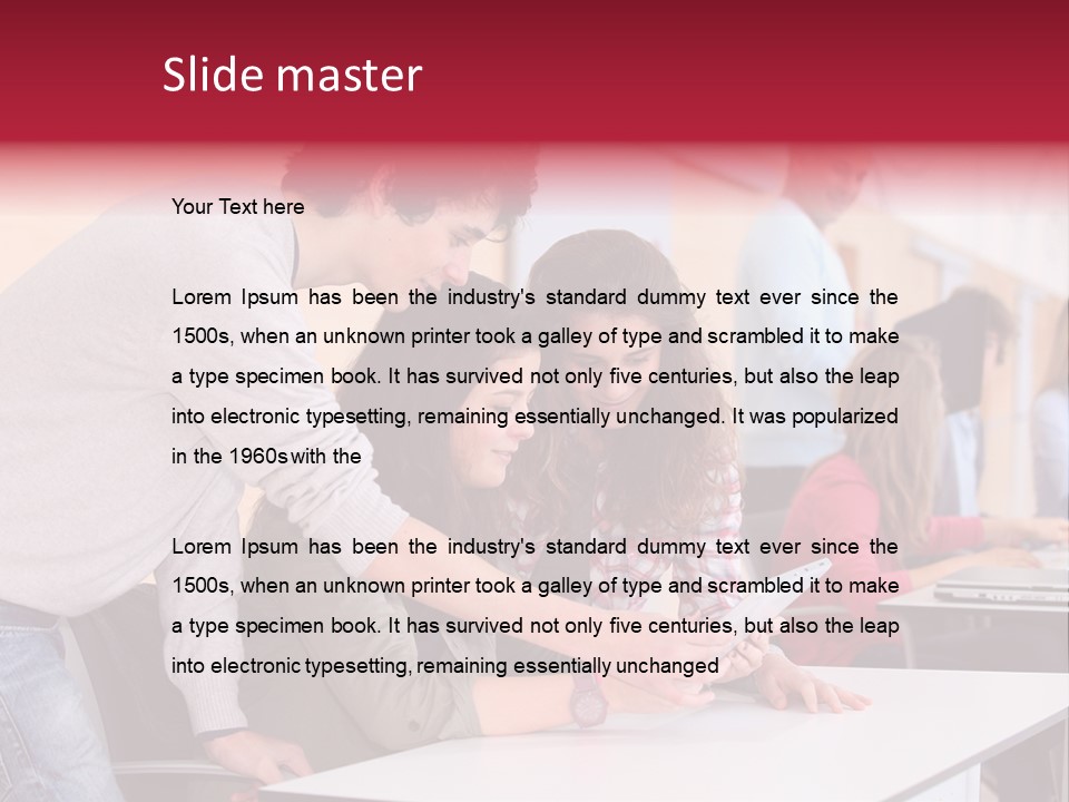 A Group Of Young People Looking At A Computer Screen PowerPoint Template