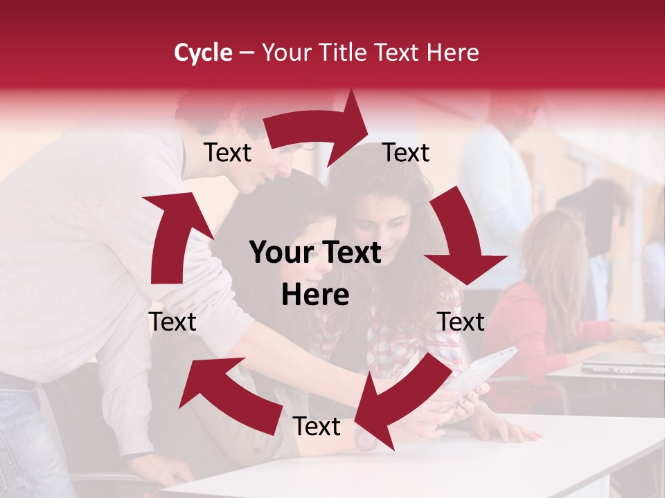 A Group Of Young People Looking At A Computer Screen PowerPoint Template