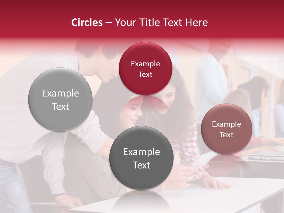 A Group Of Young People Looking At A Computer Screen PowerPoint Template