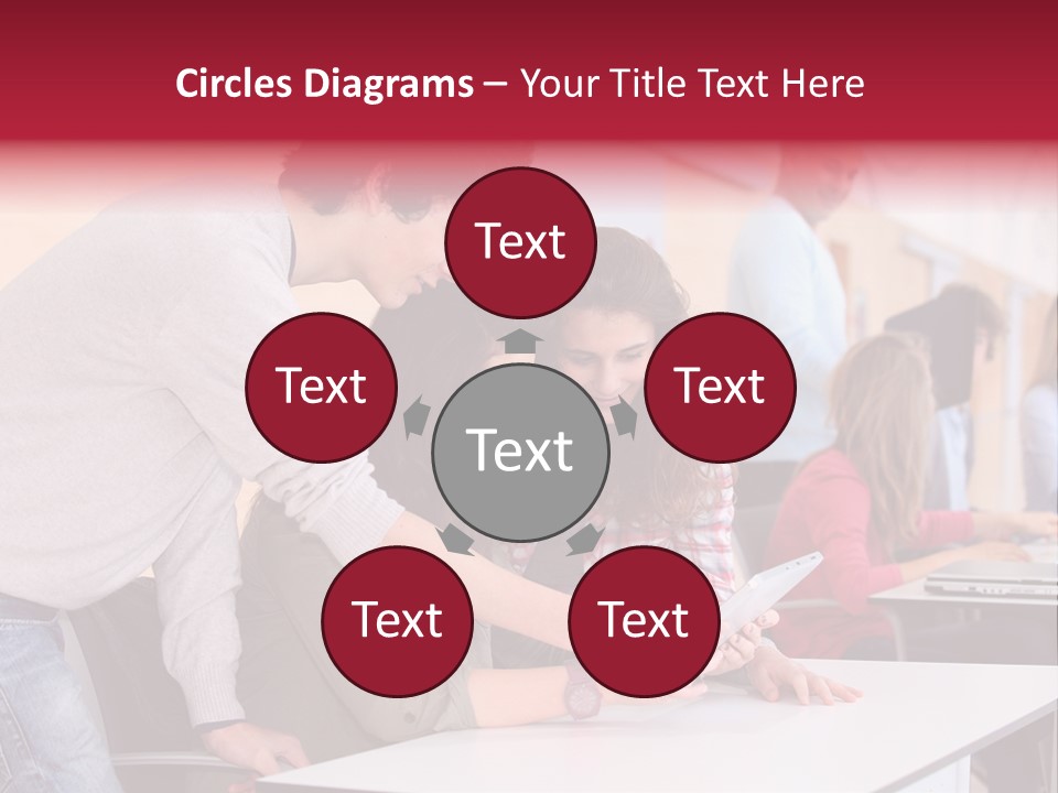 A Group Of Young People Looking At A Computer Screen PowerPoint Template