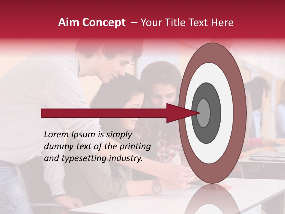 A Group Of Young People Looking At A Computer Screen PowerPoint Template