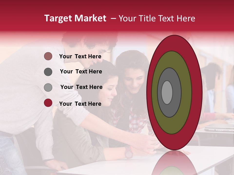 A Group Of Young People Looking At A Computer Screen PowerPoint Template