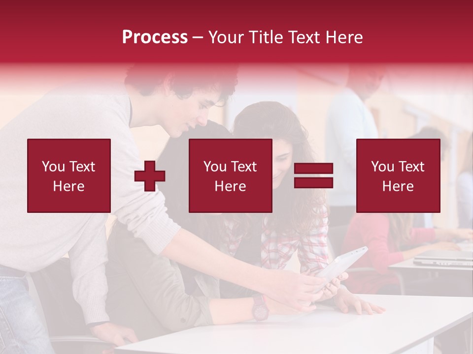 A Group Of Young People Looking At A Computer Screen PowerPoint Template