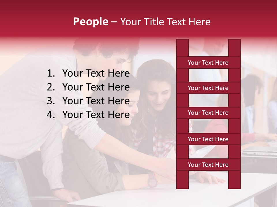 A Group Of Young People Looking At A Computer Screen PowerPoint Template