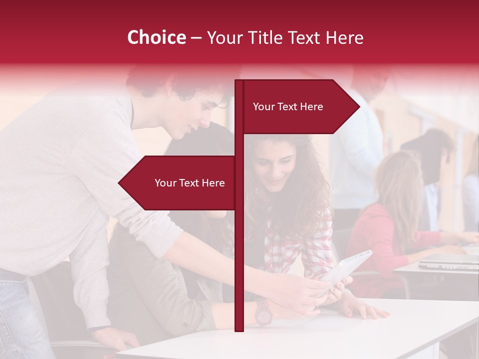 A Group Of Young People Looking At A Computer Screen PowerPoint Template