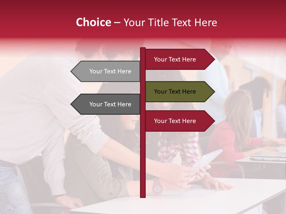 A Group Of Young People Looking At A Computer Screen PowerPoint Template