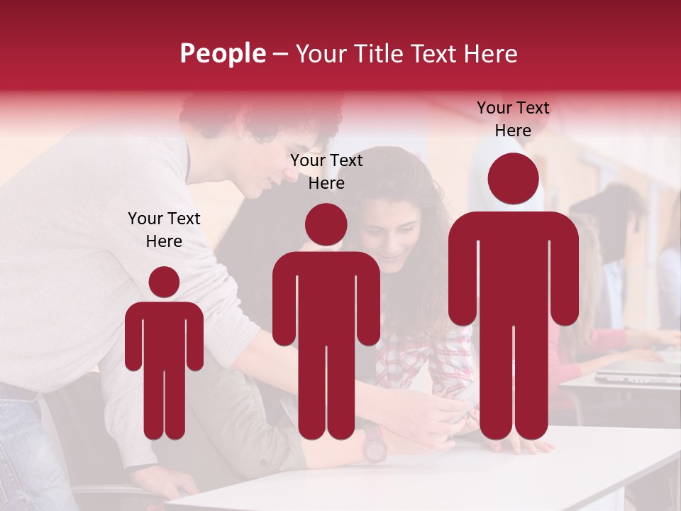 A Group Of Young People Looking At A Computer Screen PowerPoint Template