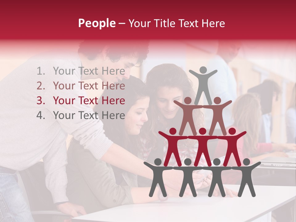 A Group Of Young People Looking At A Computer Screen PowerPoint Template