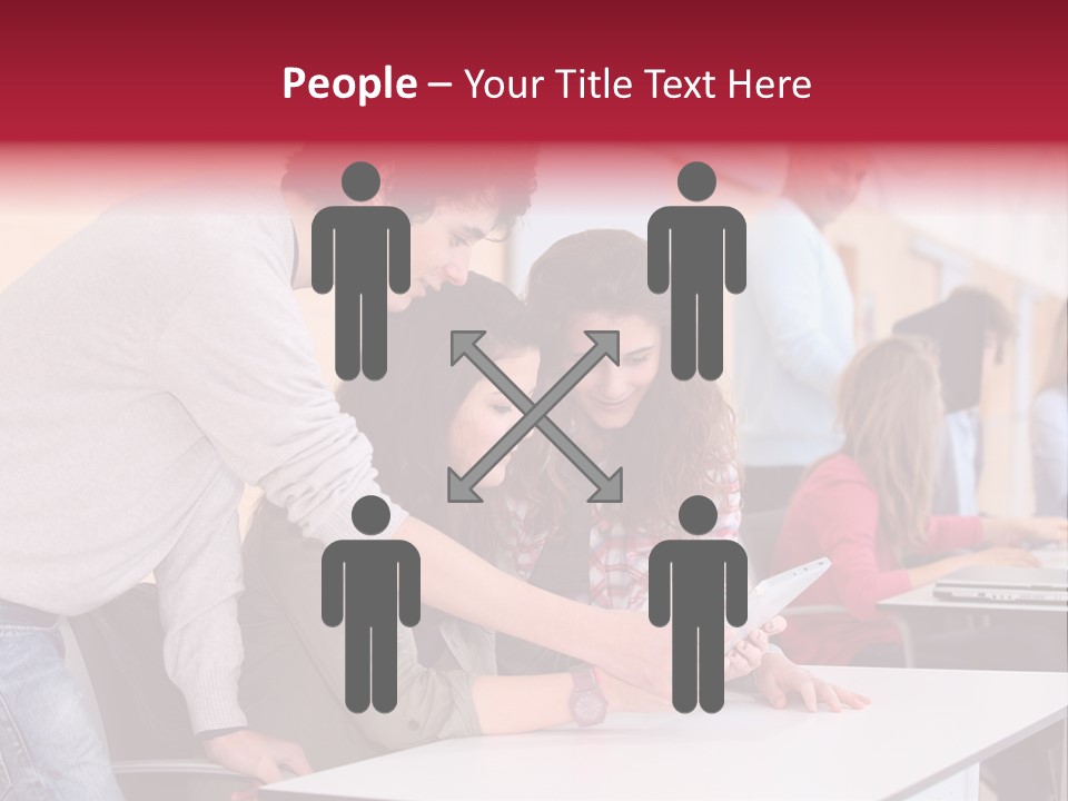 A Group Of Young People Looking At A Computer Screen PowerPoint Template