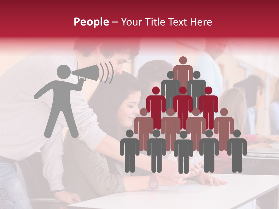 A Group Of Young People Looking At A Computer Screen PowerPoint Template