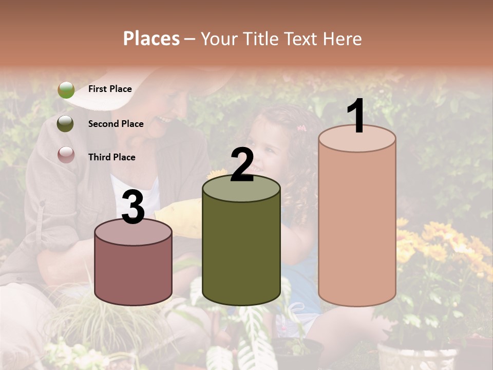 A Woman And A Little Girl Sitting In A Garden PowerPoint Template