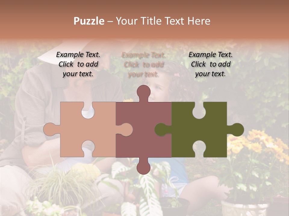 A Woman And A Little Girl Sitting In A Garden PowerPoint Template