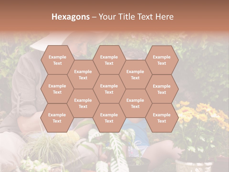 A Woman And A Little Girl Sitting In A Garden PowerPoint Template