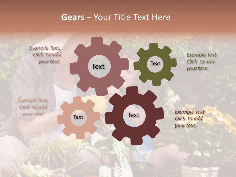 A Woman And A Little Girl Sitting In A Garden PowerPoint Template