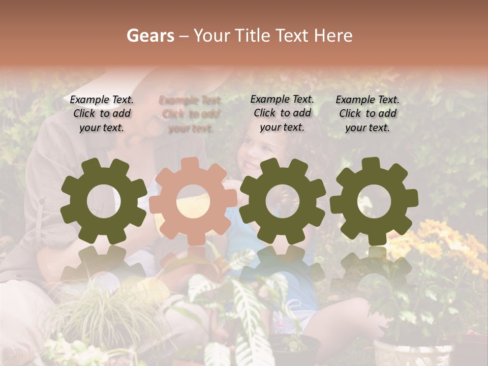 A Woman And A Little Girl Sitting In A Garden PowerPoint Template