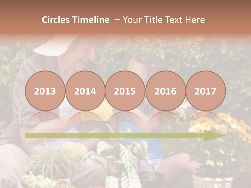 A Woman And A Little Girl Sitting In A Garden PowerPoint Template