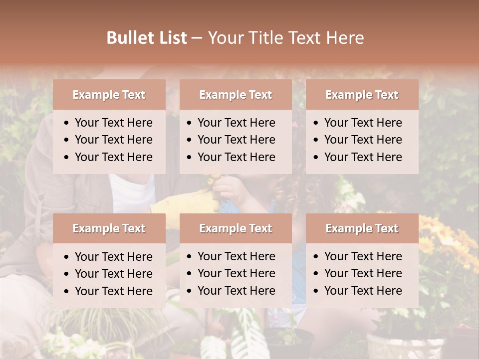 A Woman And A Little Girl Sitting In A Garden PowerPoint Template