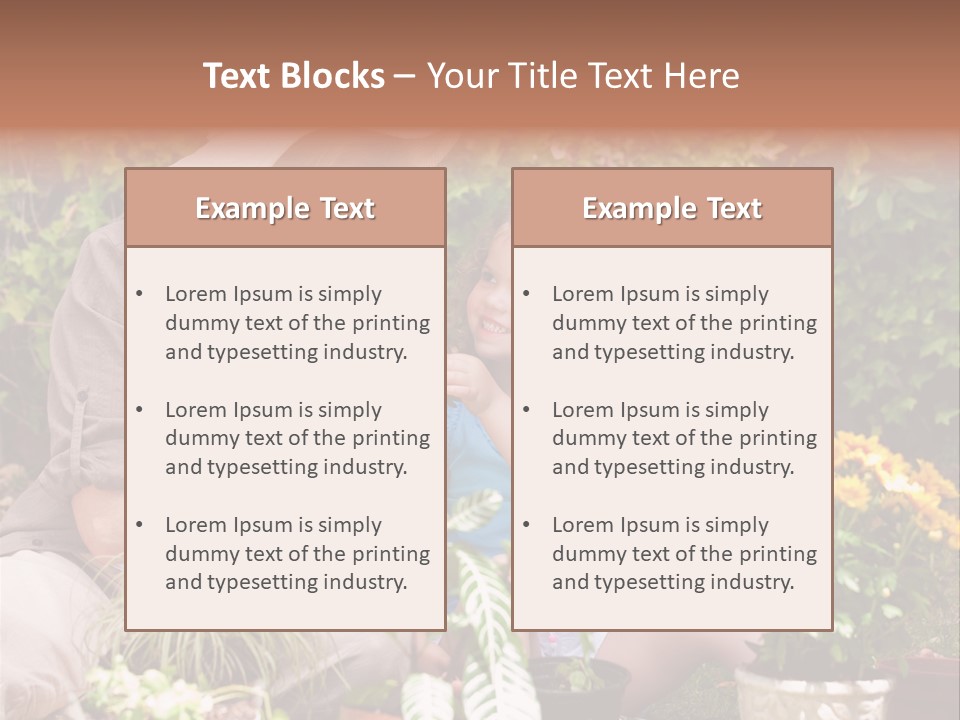 A Woman And A Little Girl Sitting In A Garden PowerPoint Template