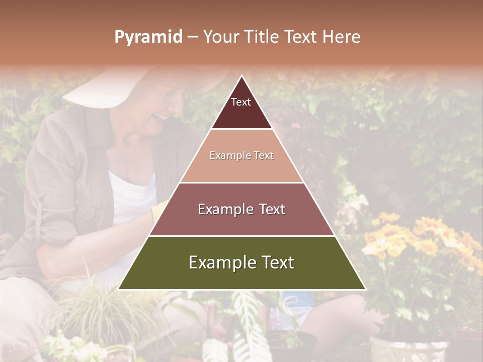 A Woman And A Little Girl Sitting In A Garden PowerPoint Template