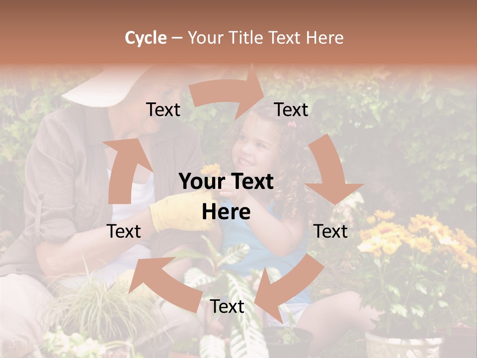 A Woman And A Little Girl Sitting In A Garden PowerPoint Template