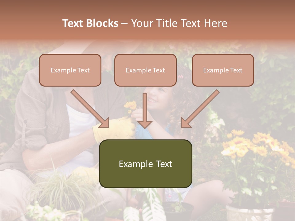 A Woman And A Little Girl Sitting In A Garden PowerPoint Template