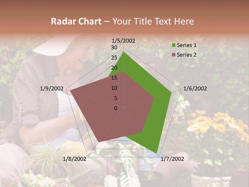 A Woman And A Little Girl Sitting In A Garden PowerPoint Template