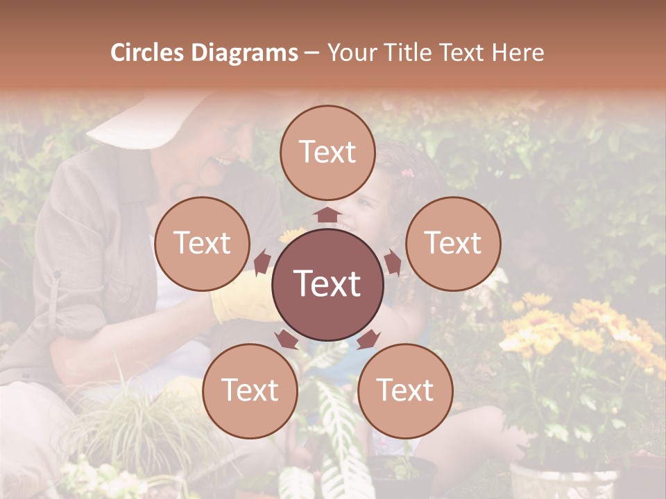 A Woman And A Little Girl Sitting In A Garden PowerPoint Template