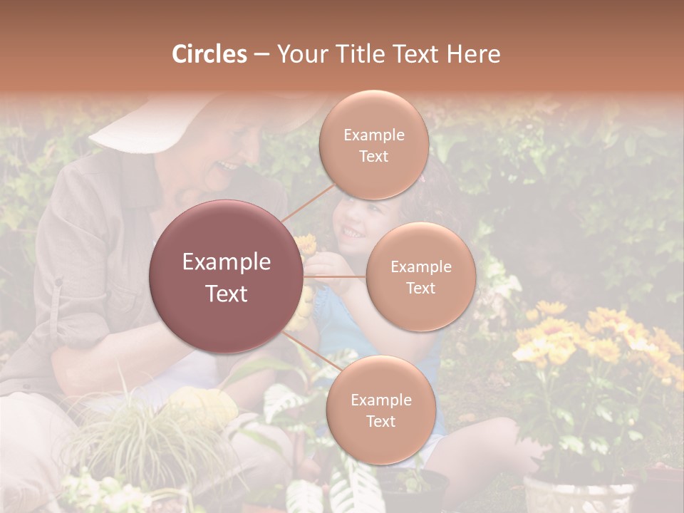 A Woman And A Little Girl Sitting In A Garden PowerPoint Template