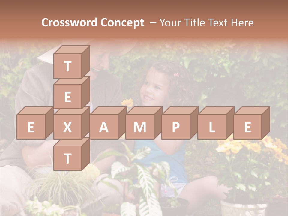 A Woman And A Little Girl Sitting In A Garden PowerPoint Template