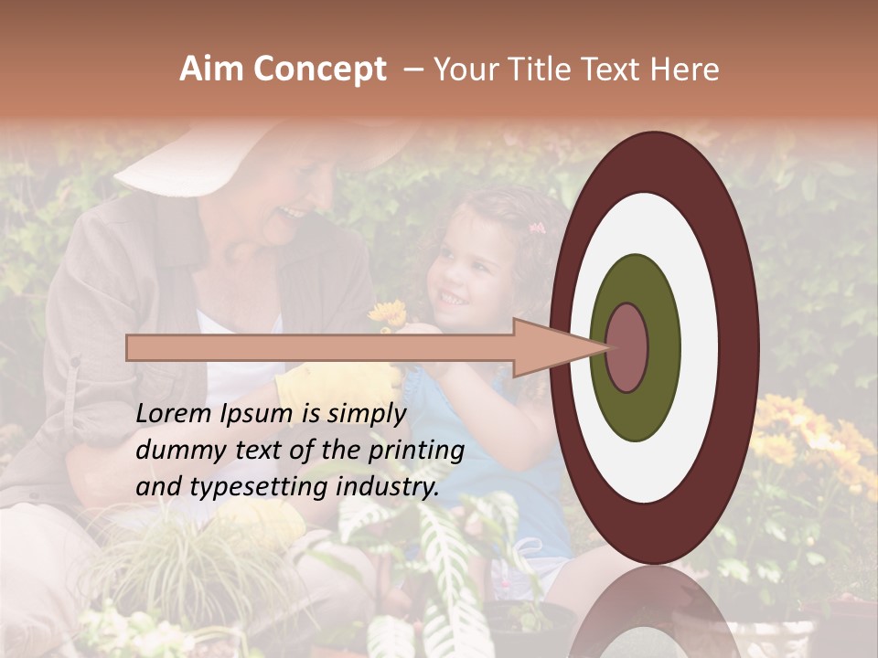 A Woman And A Little Girl Sitting In A Garden PowerPoint Template