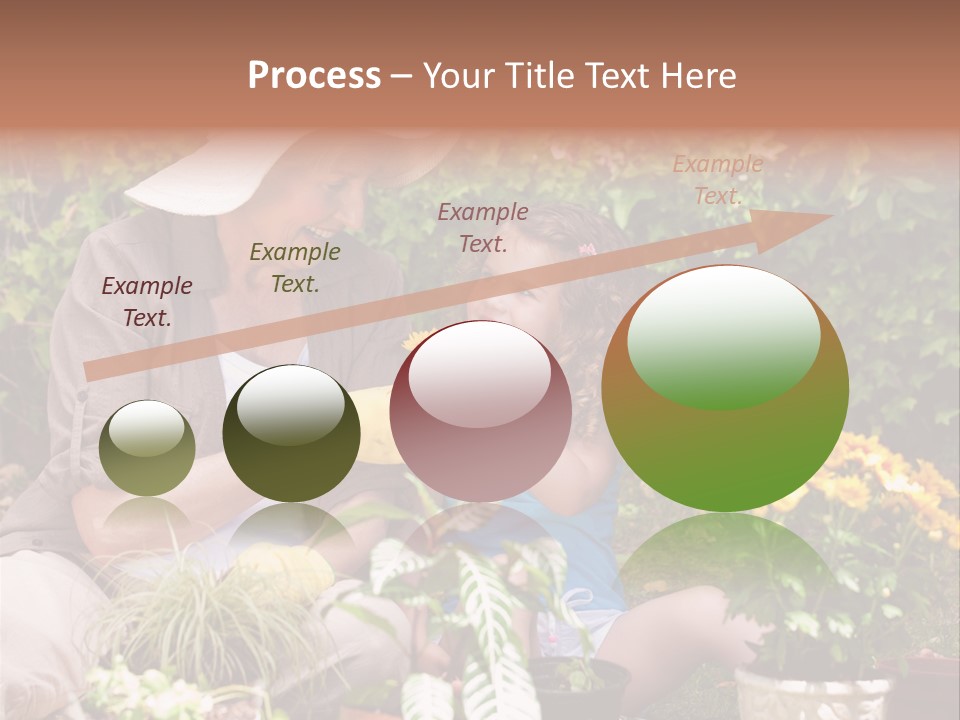 A Woman And A Little Girl Sitting In A Garden PowerPoint Template